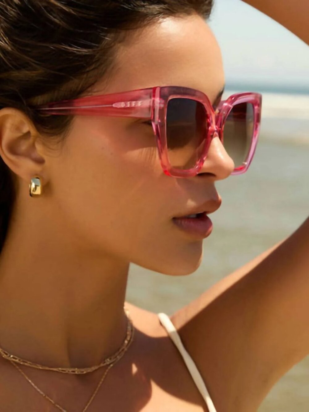 Diff Blaire sunglasses in candy pink crystal brown gradient sunglasses cat eye - Picture 11 of 13